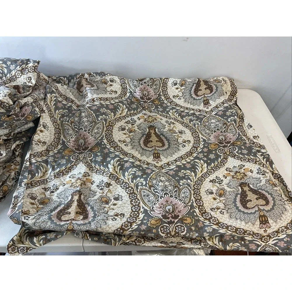 Pottery Barn Darcy Duvet Full Queen Blue Floral Medallion Paisley + 2 Euro Shams